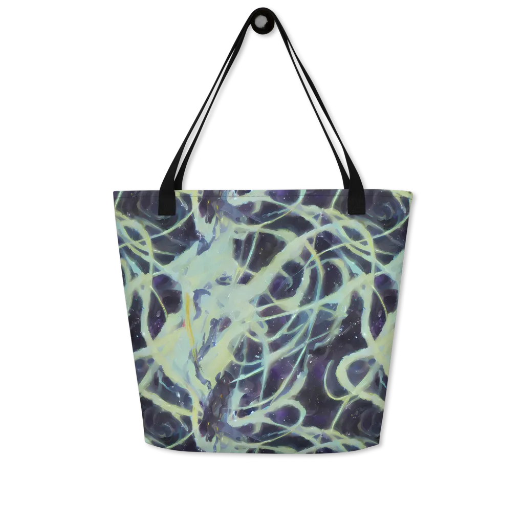 Lunar Cellscape on Large Tote Bag W/ Pocket — Front