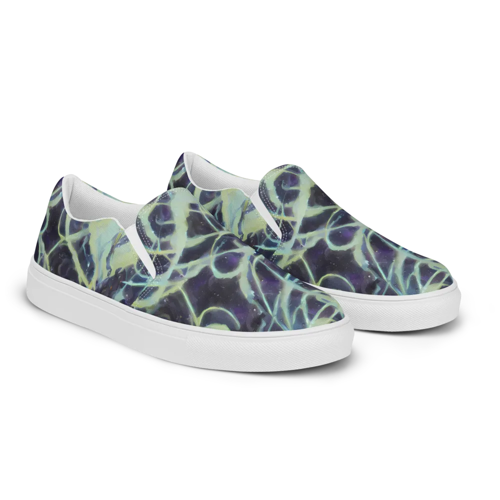 Lunar Cellscape on Women's Slip-On Canvas Shoes — Right Front