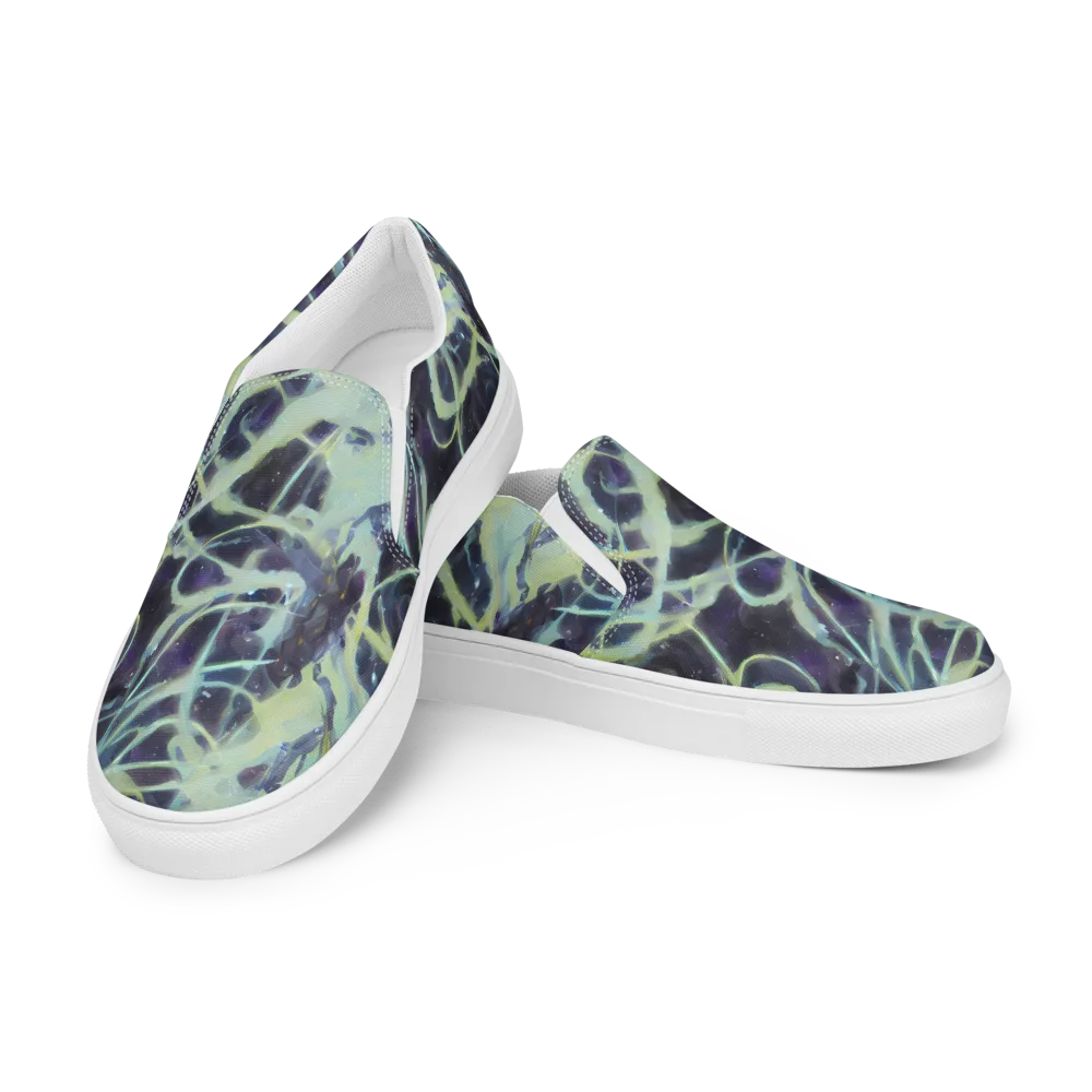 Lunar Cellscape on Women's Slip-On Canvas Shoes — Left Front