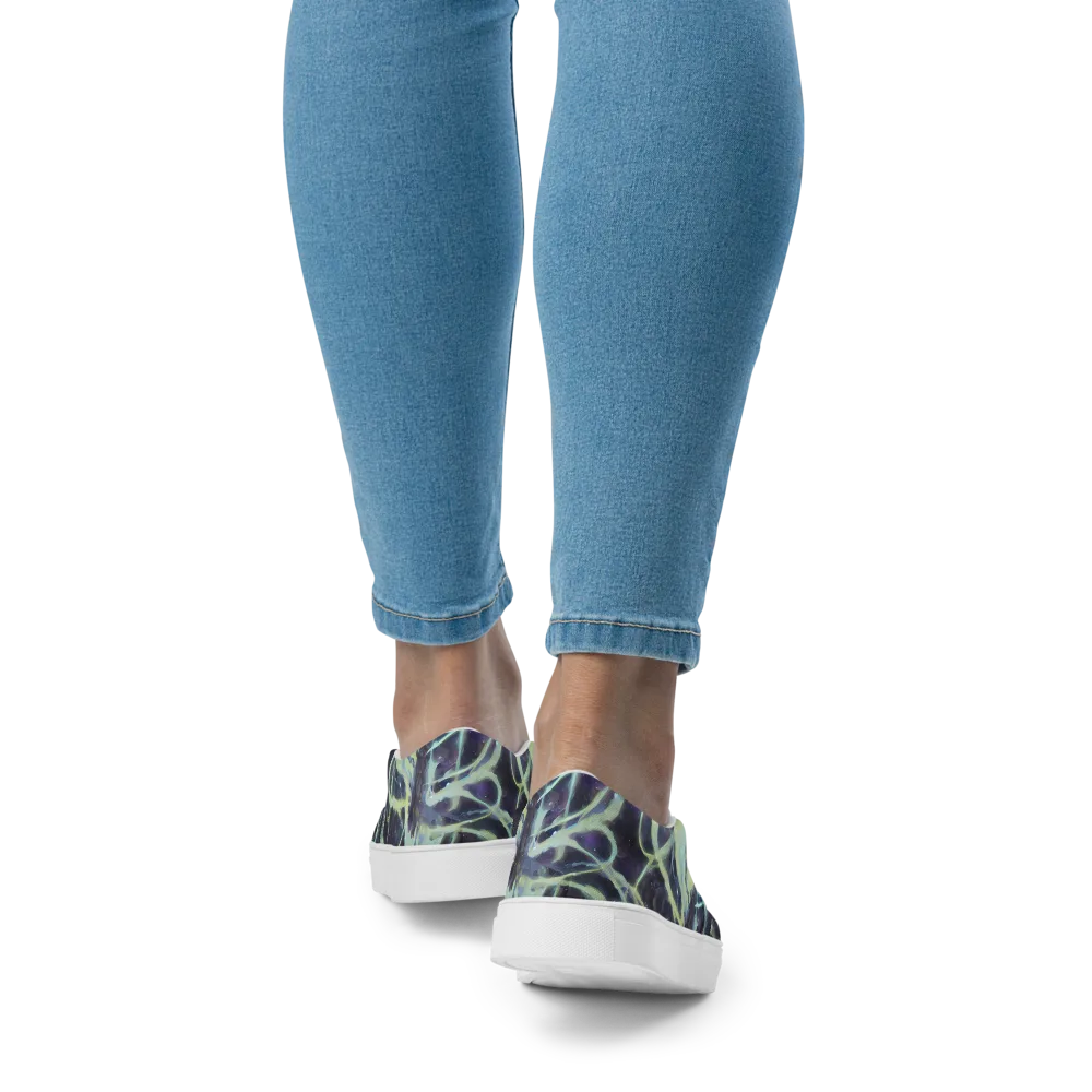 Lunar Cellscape on Women's Slip-On Canvas Shoes — Back