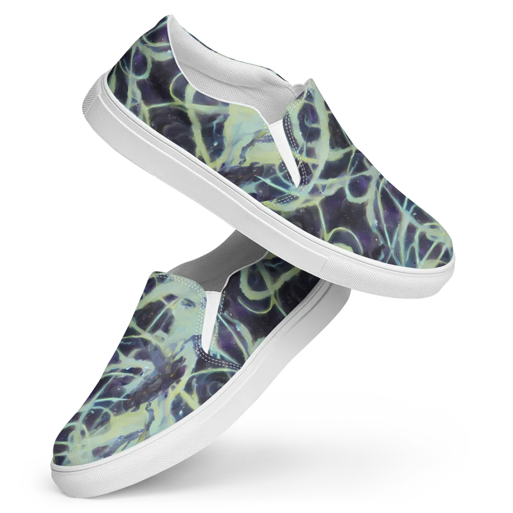 Lunar Cellscape on Women's Slip-On Canvas Shoes — Front