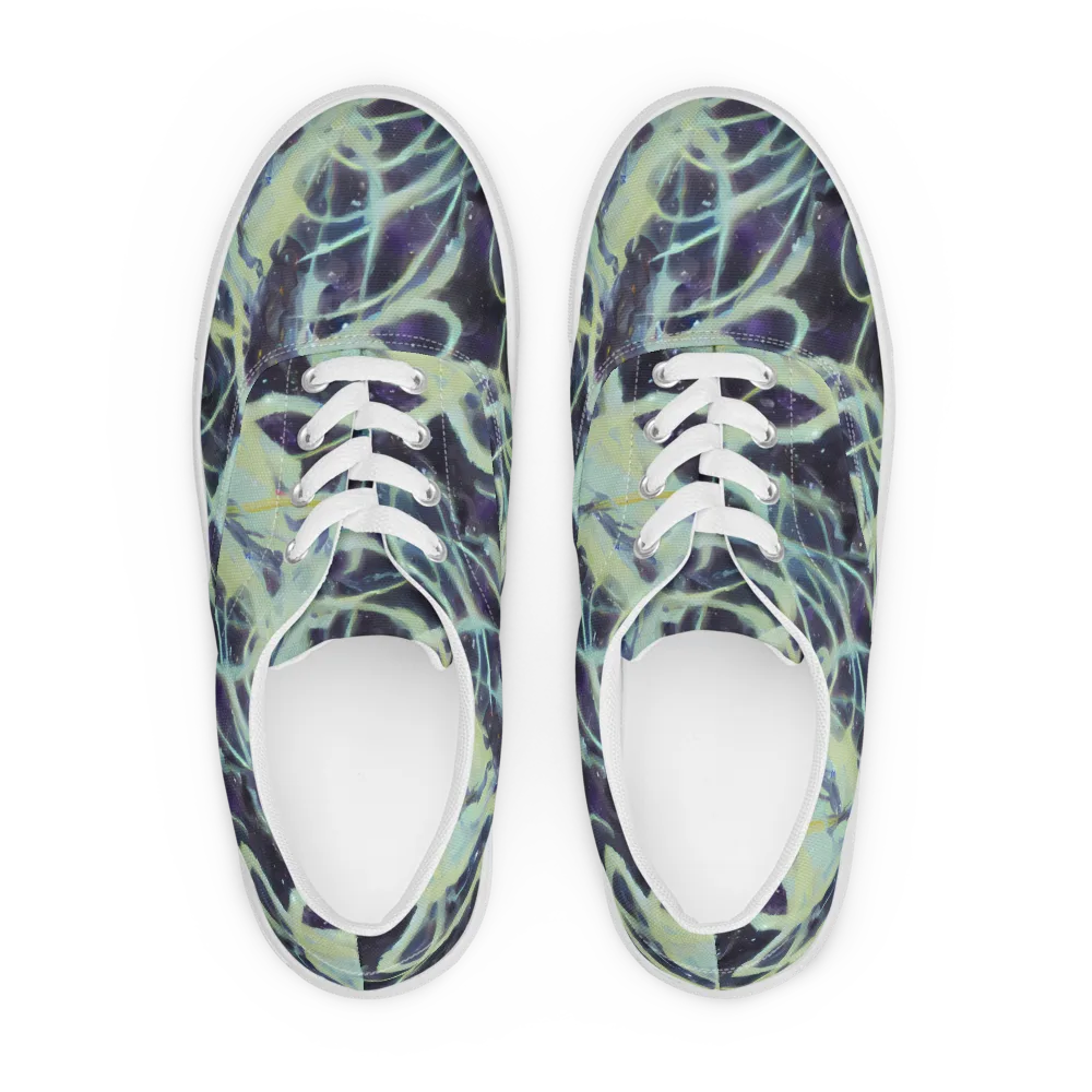 Lunar Cellscape on Men's Lace-Up Canvas Shoes — Front