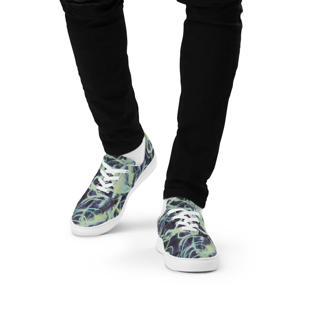 Lunar Cellscape on Men's Lace-Up Canvas Shoes — Front