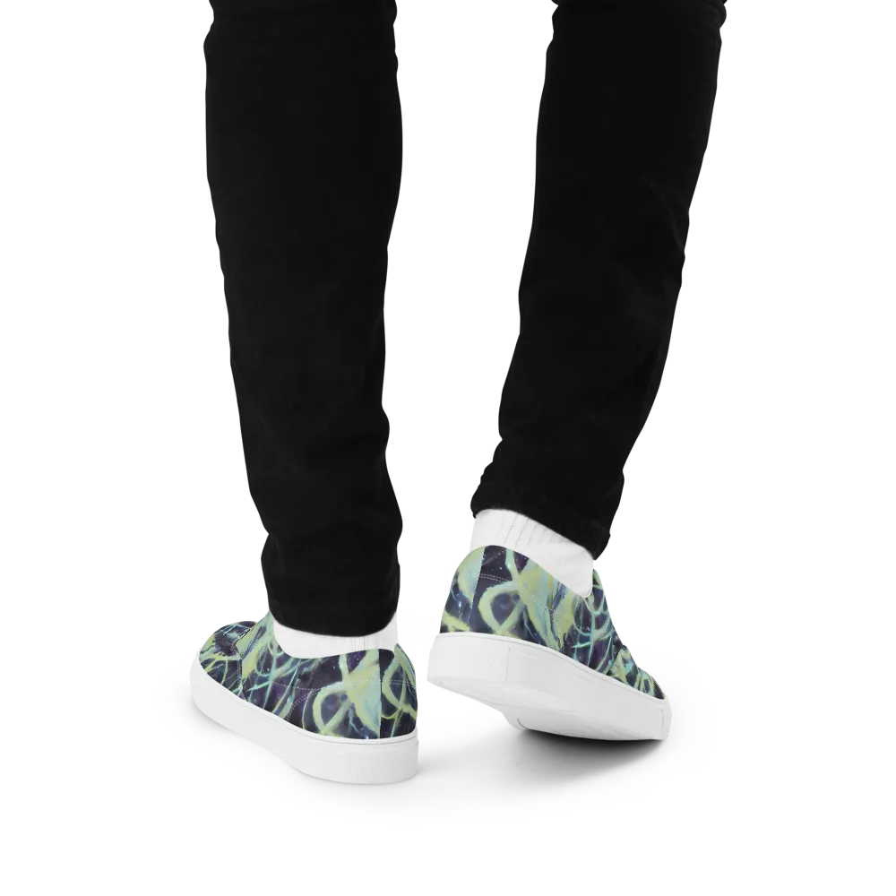 Lunar Cellscape on Men's Lace-Up Canvas Shoes — Back