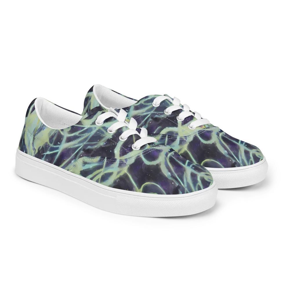 Lunar Cellscape on Men's Lace-Up Canvas Shoes — Right Front