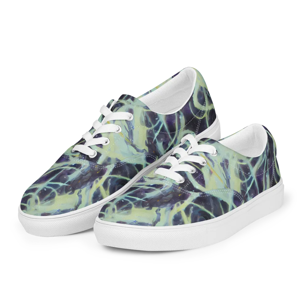 Lunar Cellscape on Men's Lace-Up Canvas Shoes — Left Front