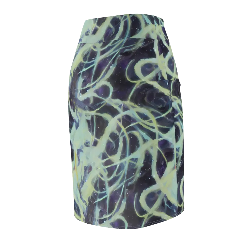Lunar Cellscape on Pencil Skirt — Back Side