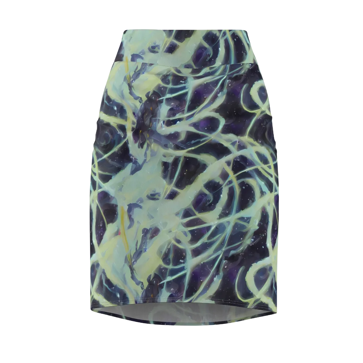Lunar Cellscape on Pencil Skirt — Front