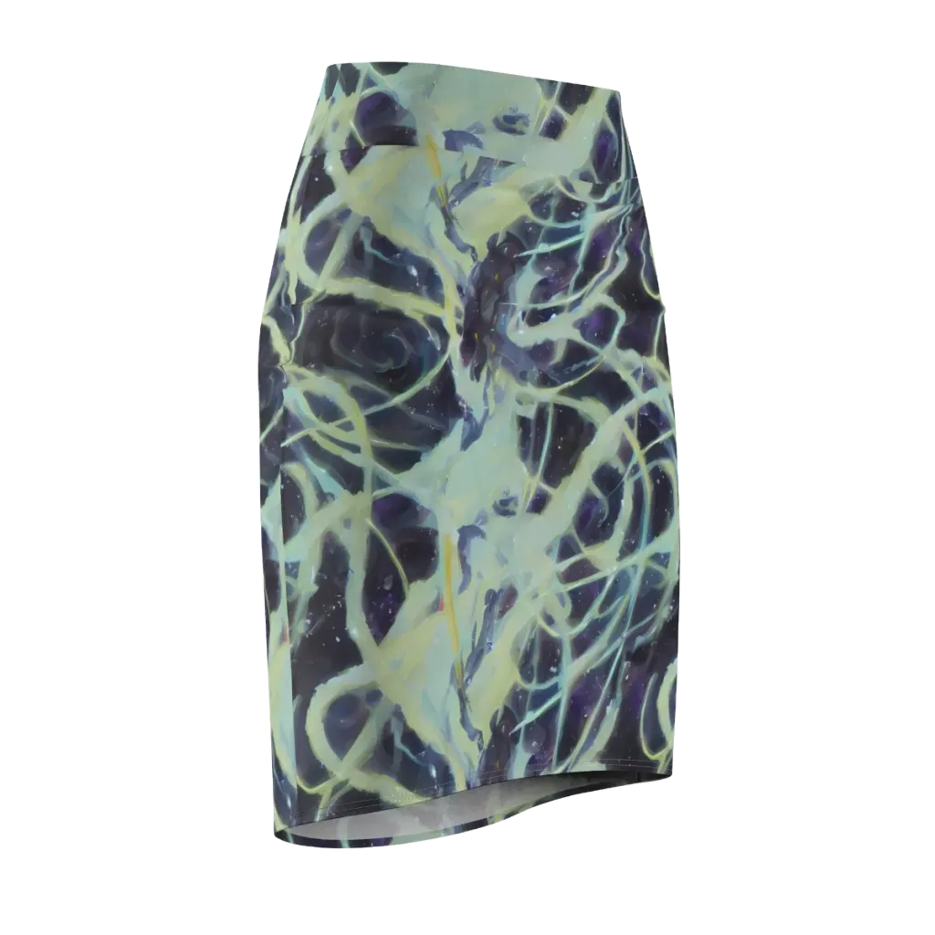 Lunar Cellscape on Pencil Skirt — Front Side