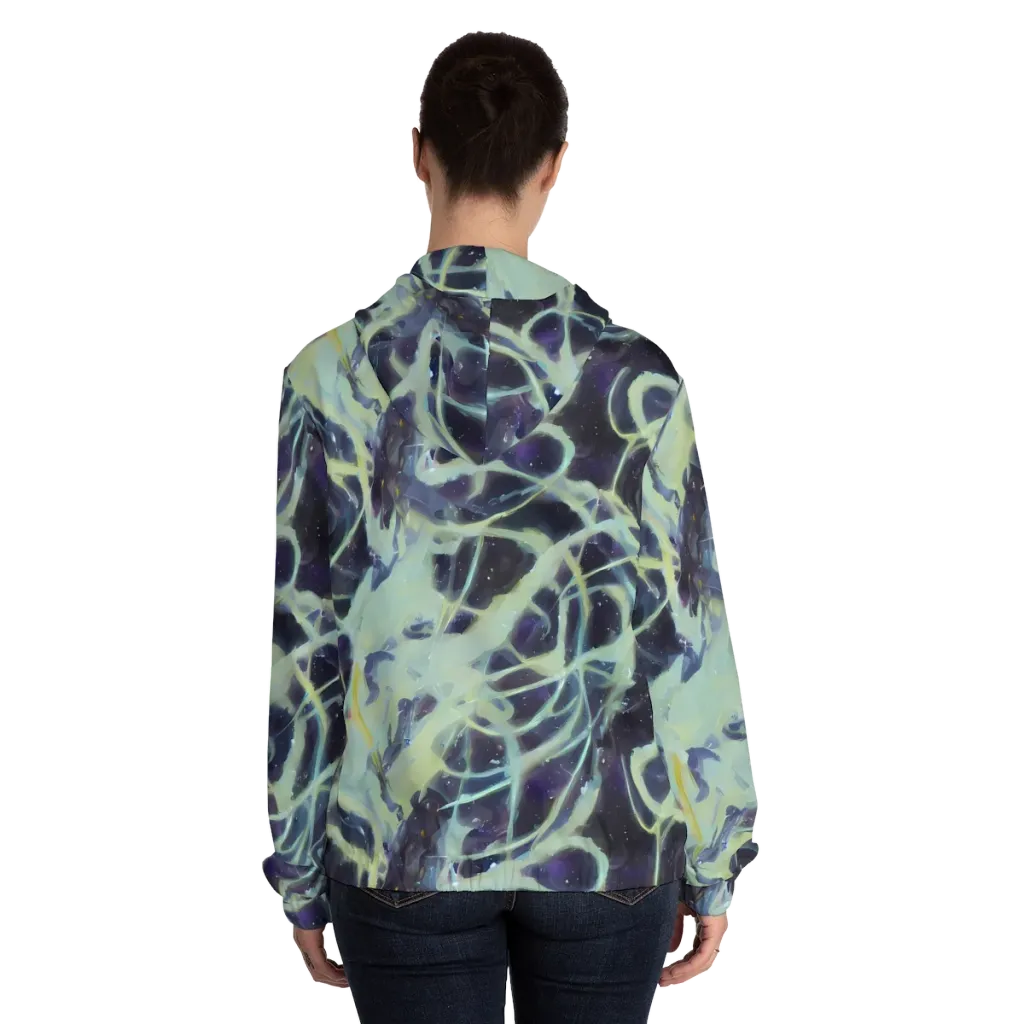 Lunar Cellscape on Women's Full-Zip Hoodie — Back On Person