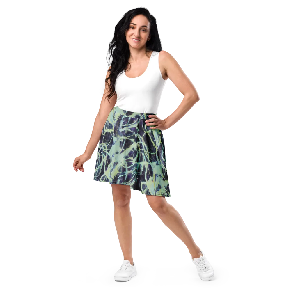 Lunar Cellscape on Skater Skirt — Front