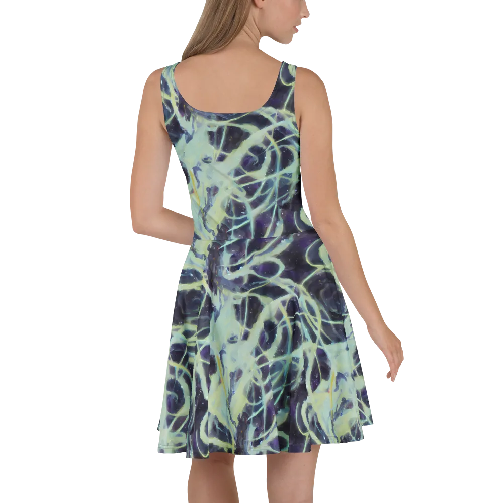 Lunar Cellscape on Skater Dress — Back