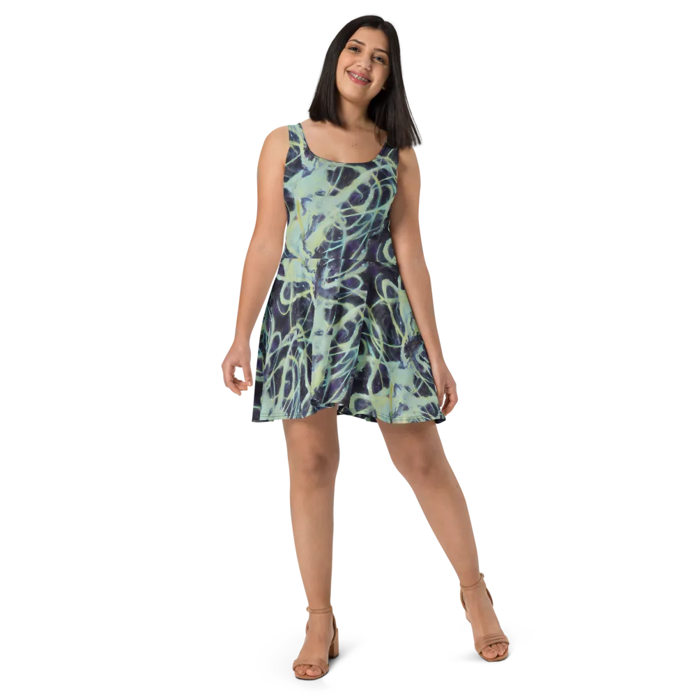 Lunar Cellscape on Skater Dress — Front