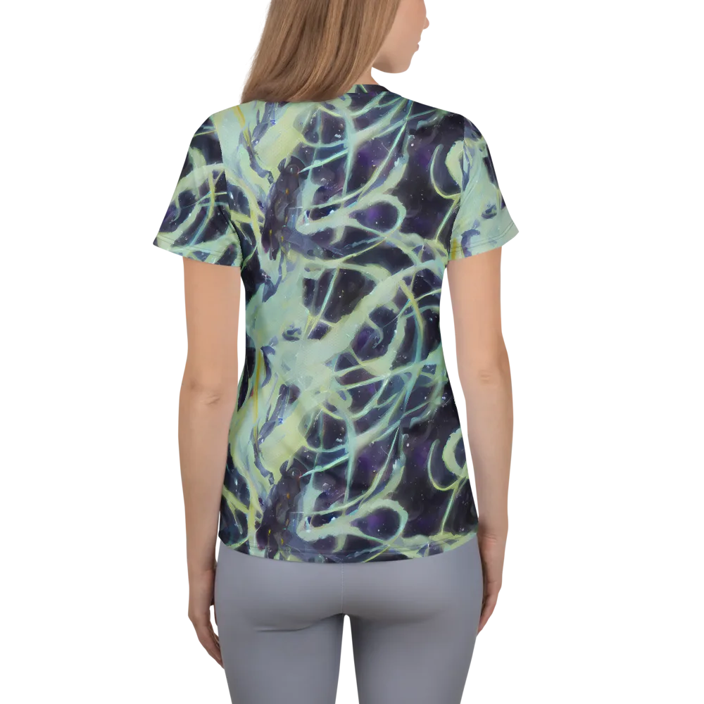 Lunar Cellscape on Women's Athletic T-Shirt — Back
