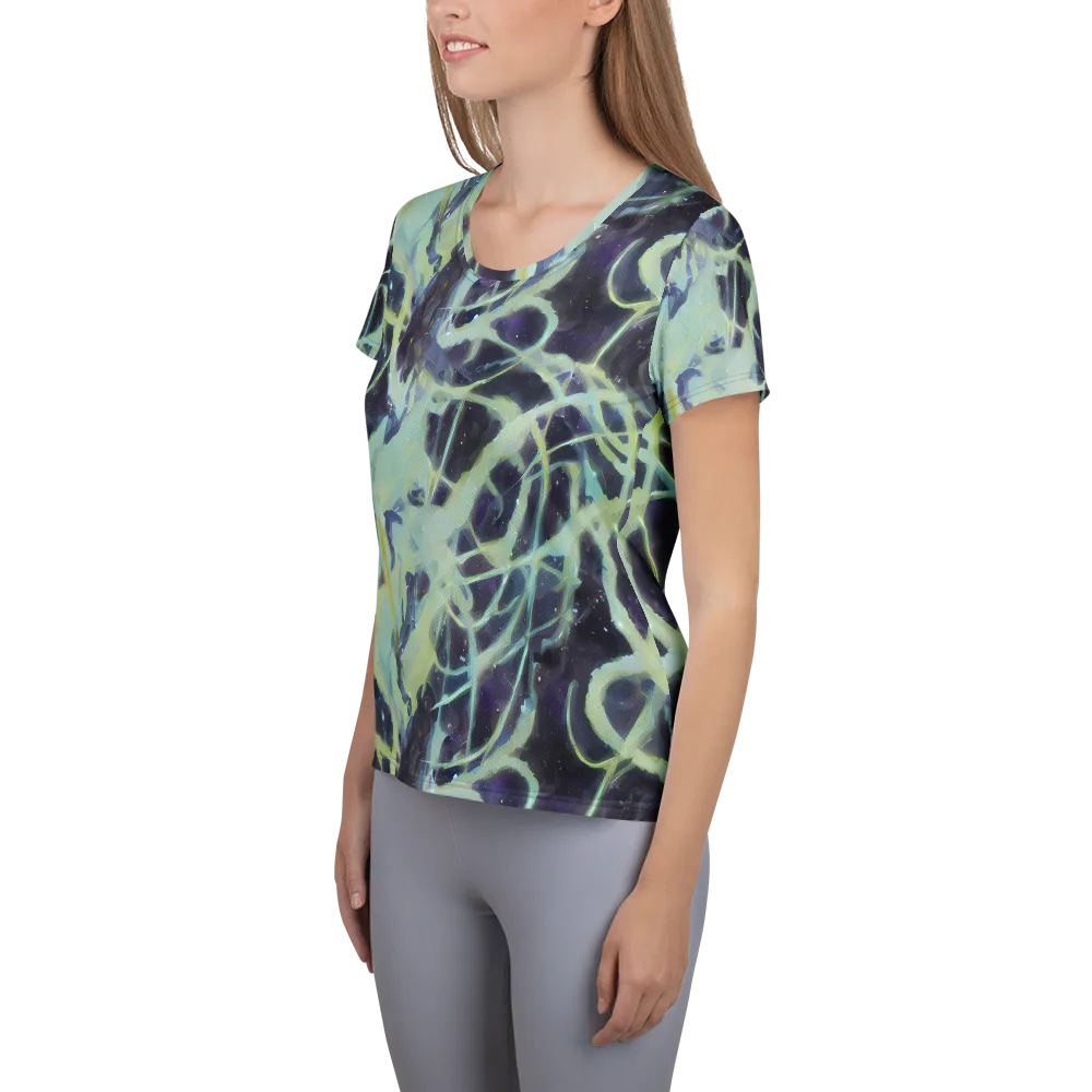 Lunar Cellscape on Women's Athletic T-Shirt — Left