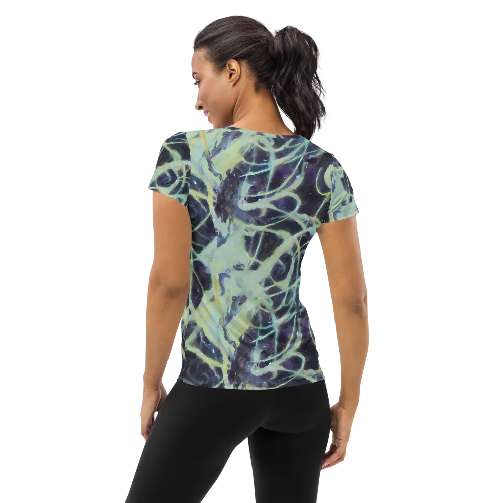 Lunar Cellscape on Women's Athletic T-Shirt — Back