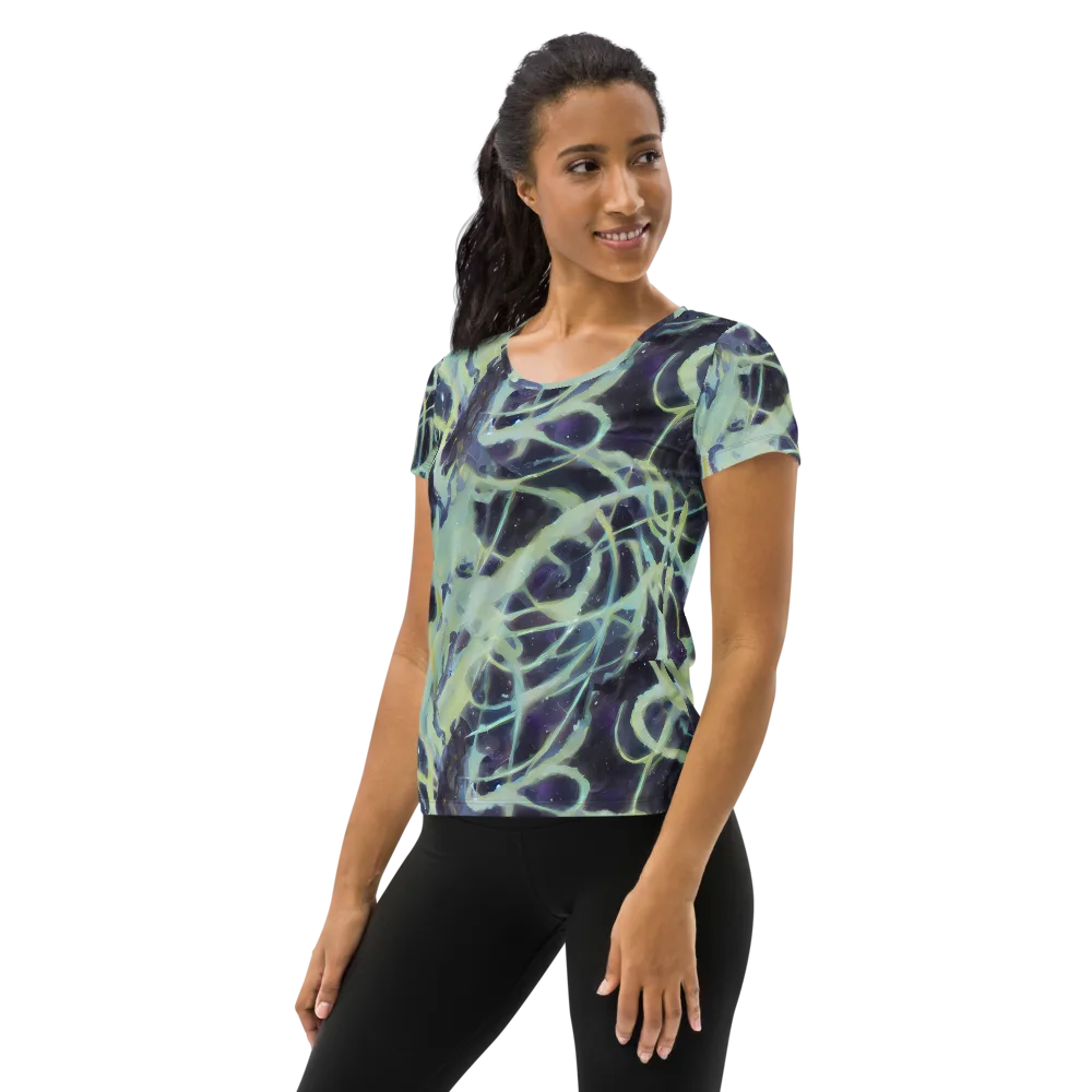 Lunar Cellscape on Women's Athletic T-Shirt — Left
