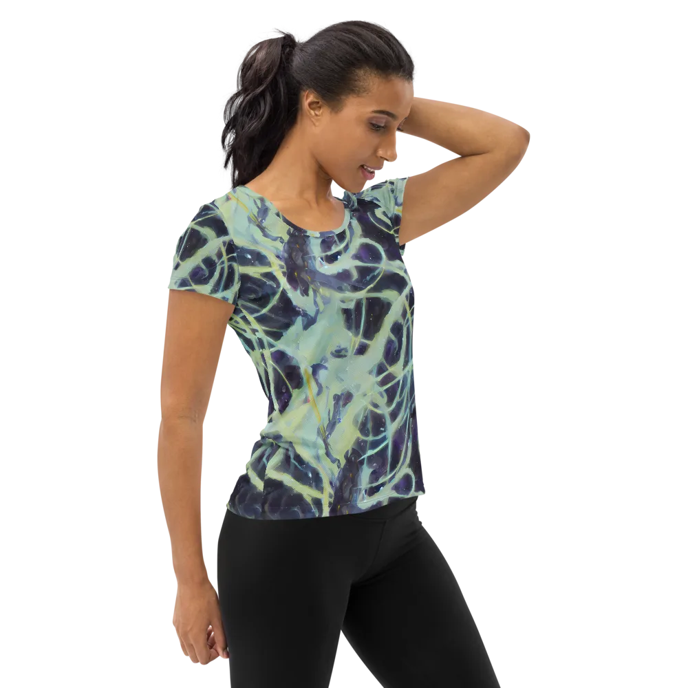 Lunar Cellscape on Women's Athletic T-Shirt — Right
