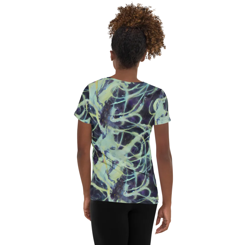 Lunar Cellscape on Women's Athletic T-Shirt — Back