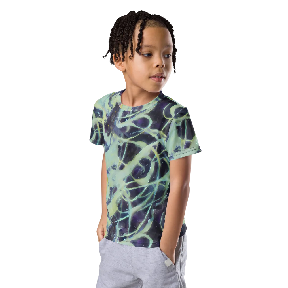 Lunar Cellscape on Kids Crew Neck T-Shirt — Left Front