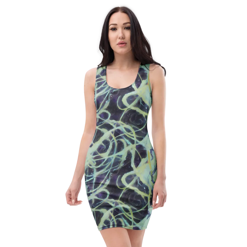Lunar Cellscape on Bodycon Dress — Front