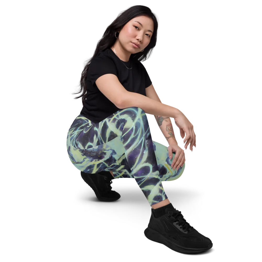 Lunar Cellscape on Leggings with Pockets — Right Front