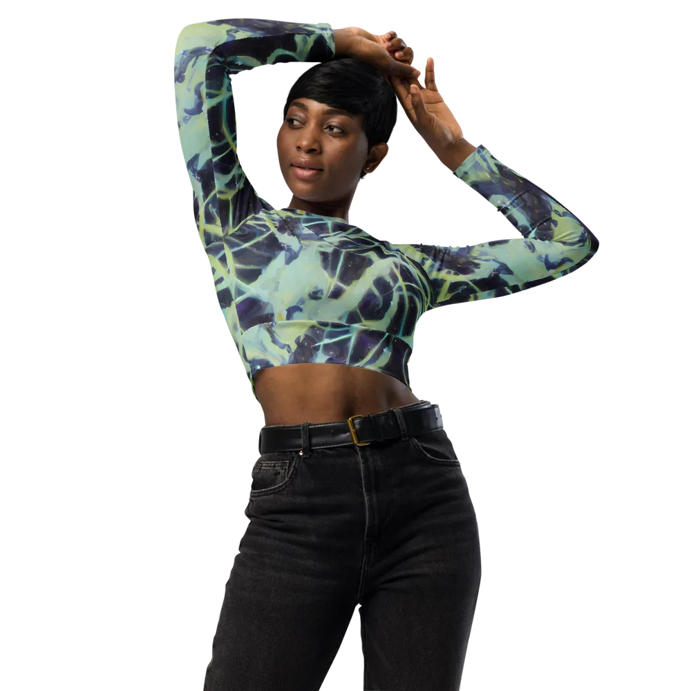 Lunar Cellscape on Long Sleeve Crop Top — Front