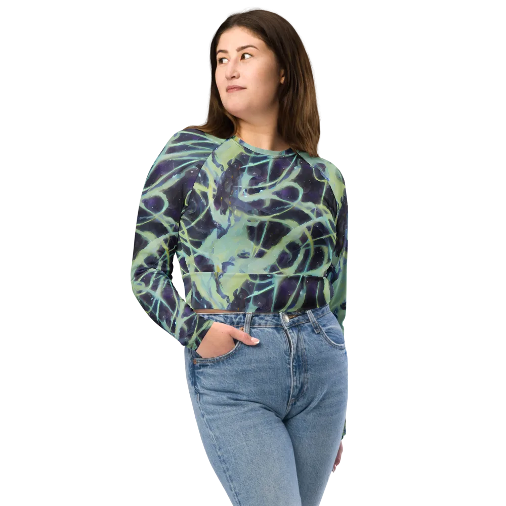 Lunar Cellscape on Long Sleeve Crop Top — Front