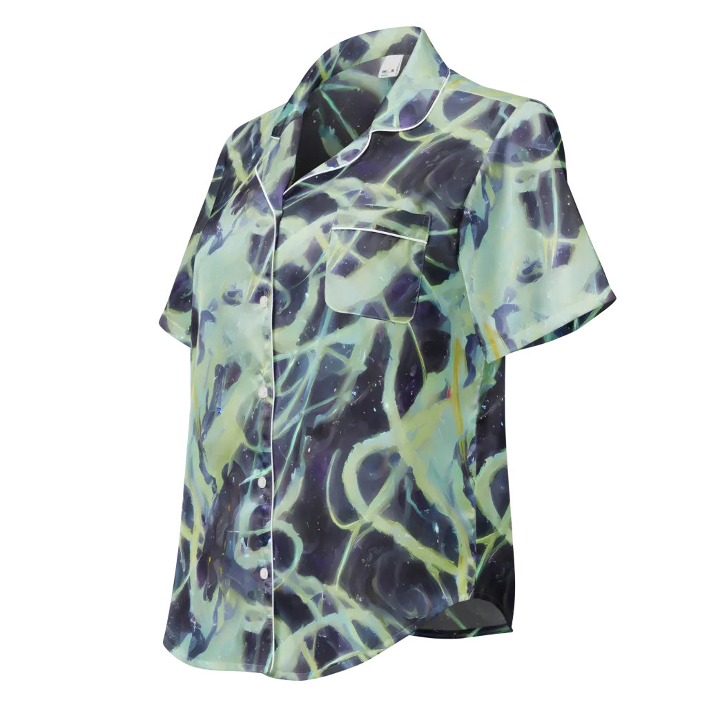 Lunar Cellscape on Women's Short Sleeve Pajama Top — Left Front