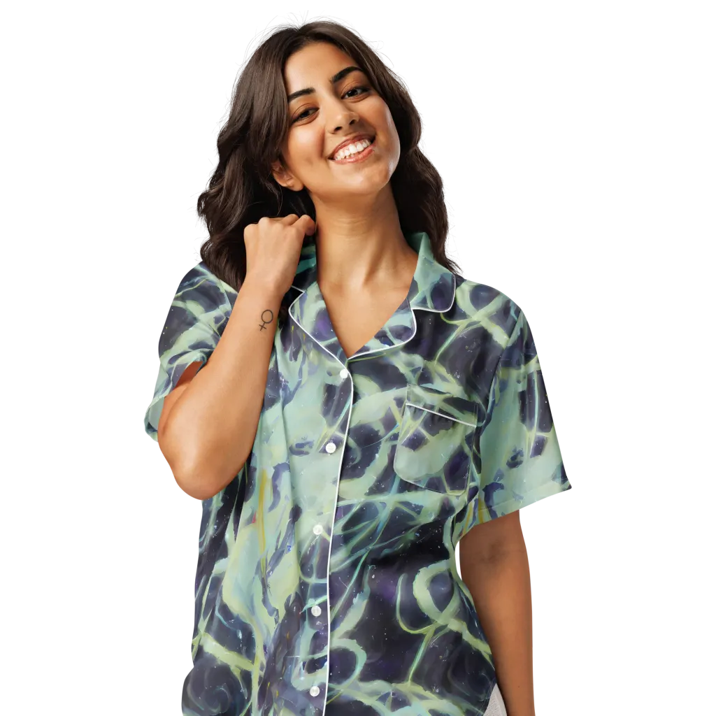 Lunar Cellscape on Women's Short Sleeve Pajama Top — Front