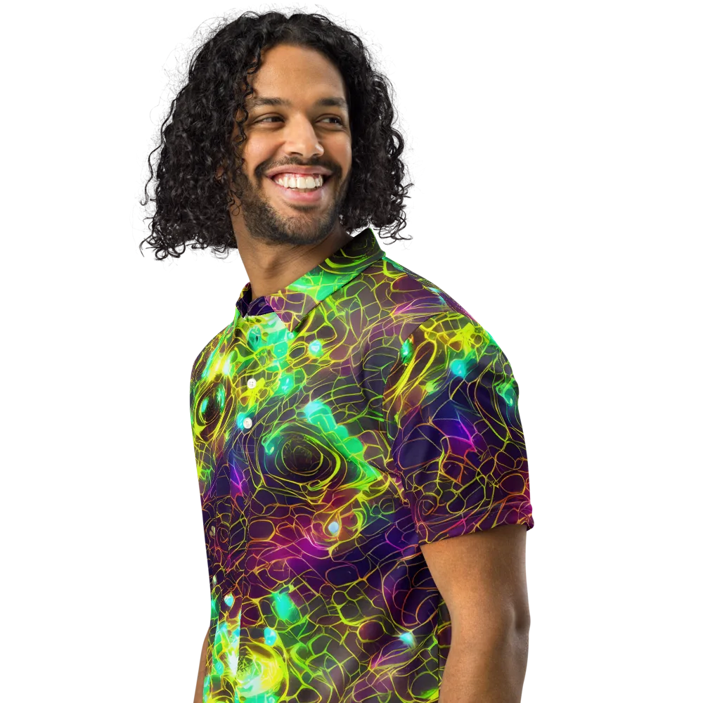Glow Reef on Men's Slim Fit Polo Shirt — Left Front