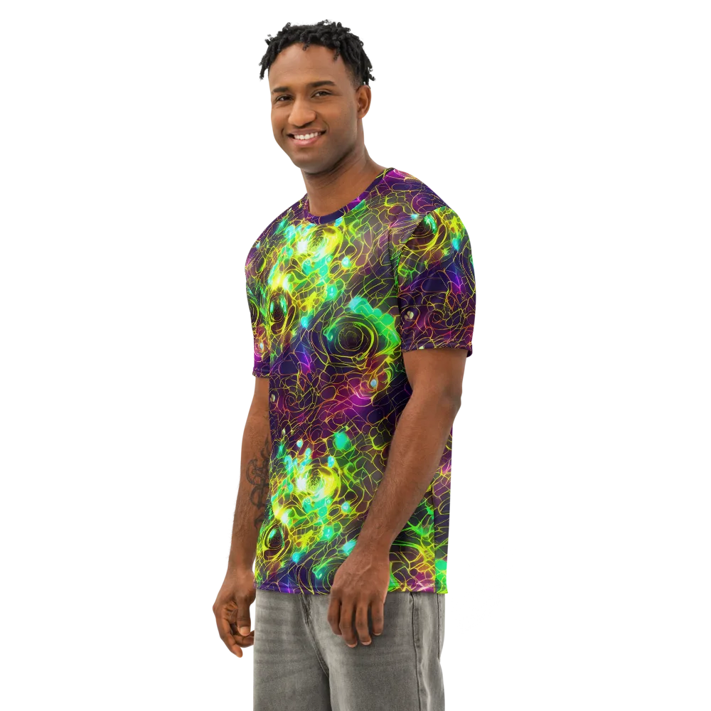 Glow Reef on Men's Cotton Crew Neck T-Shirt — Left Front