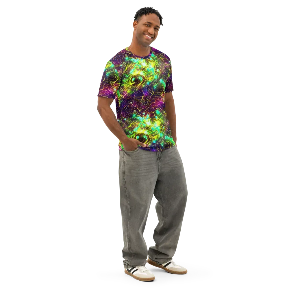Glow Reef on Men's Cotton Crew Neck T-Shirt — Right Front