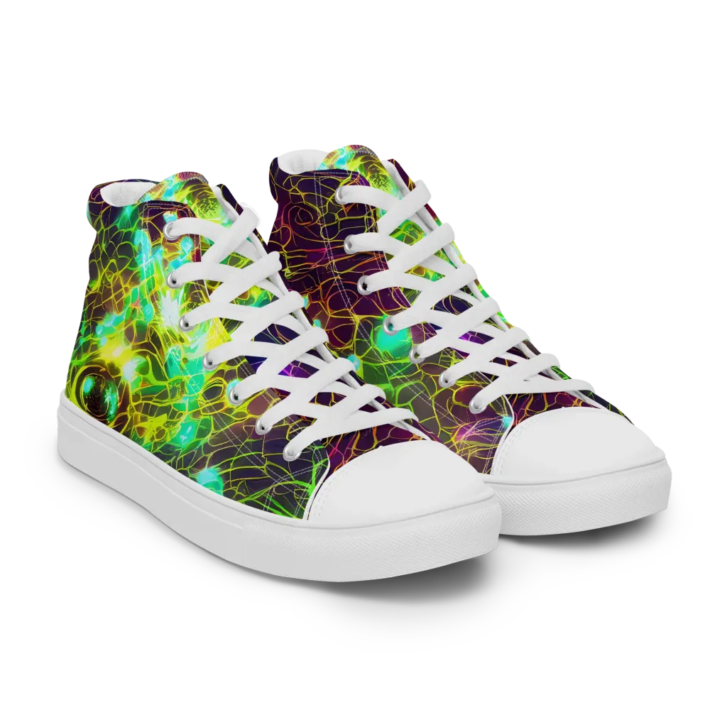 Glow Reef on Men's High Top Canvas Shoes — Right Front
