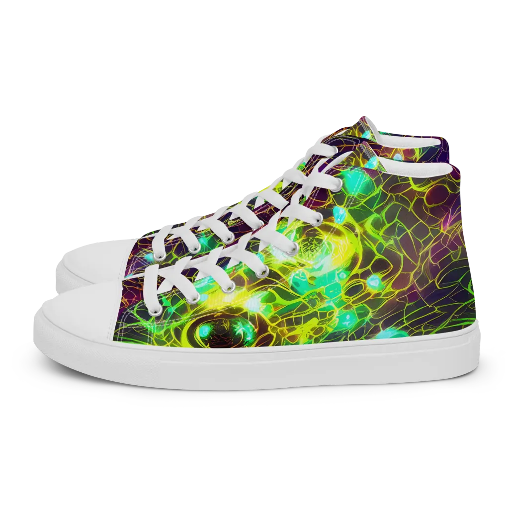 Glow Reef on Men's High Top Canvas Shoes — Left