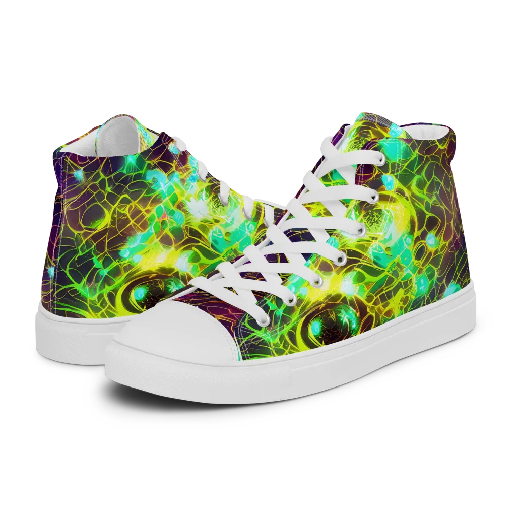 Glow Reef on Men's High Top Canvas Shoes — Left