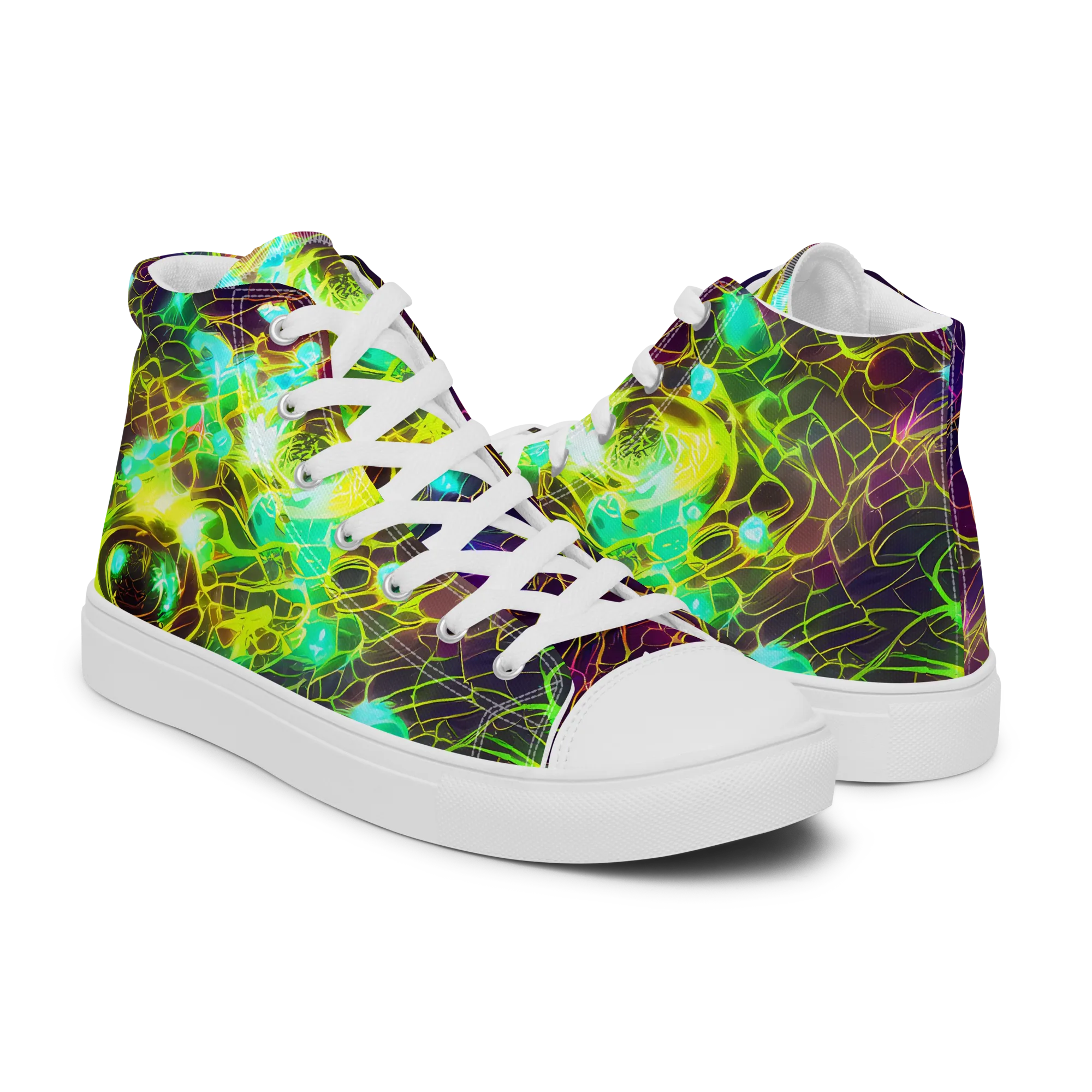 Glow Reef on Men's High Top Canvas Shoes — Right