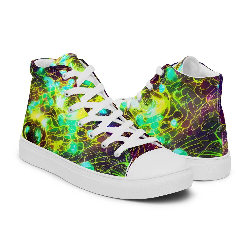 Glow Reef on Men's High Top Canvas Shoes — Right