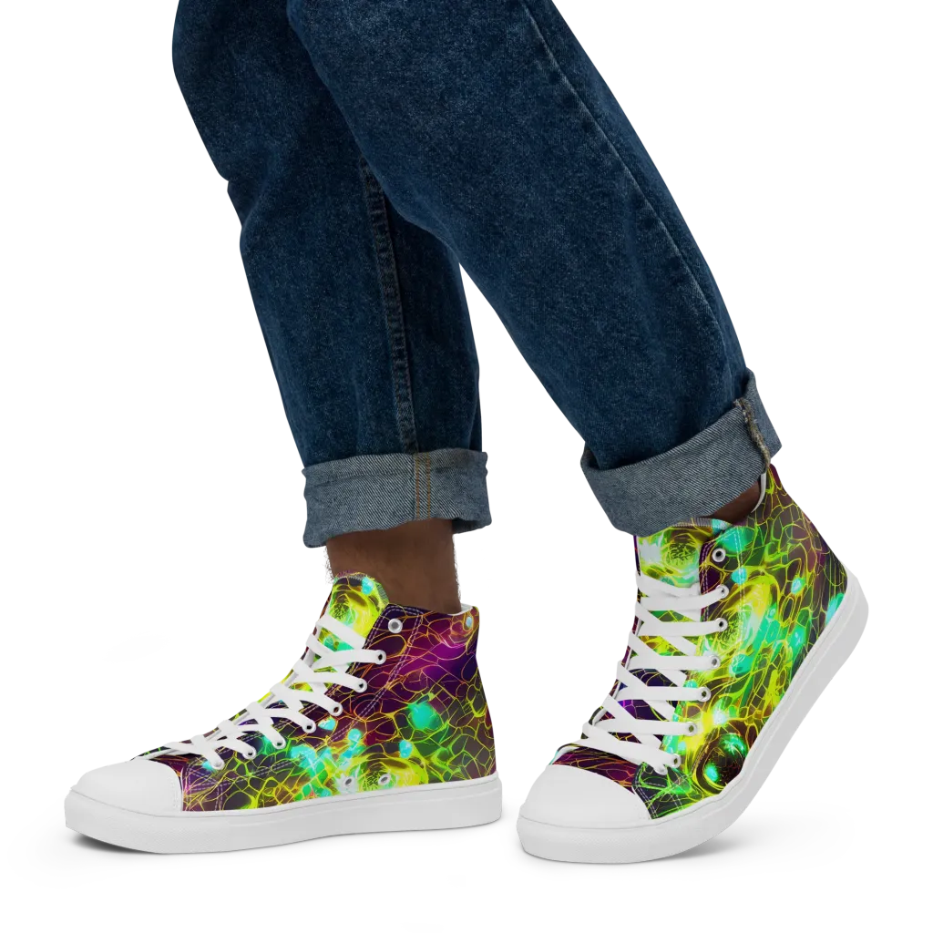 Glow Reef on Men's High Top Canvas Shoes — Left