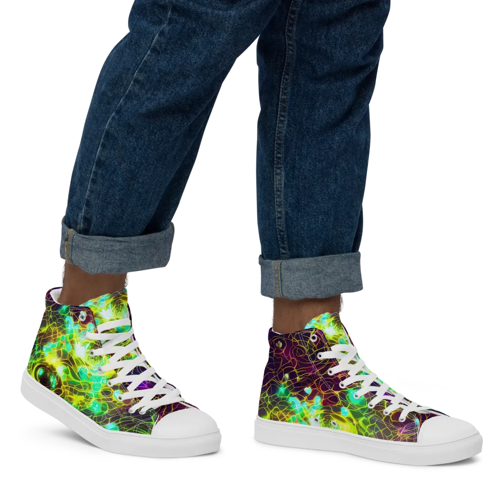 Glow Reef on Men's High Top Canvas Shoes — Right