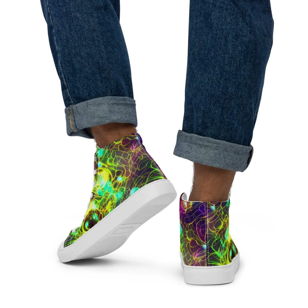 Glow Reef on Men's High Top Canvas Shoes — Back