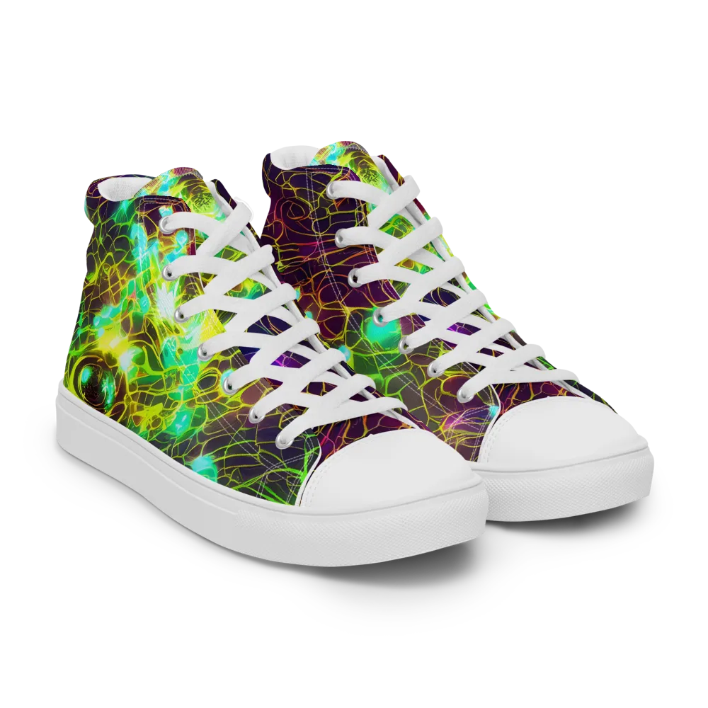 Glow Reef on Women's High Top Canvas Shoes — Right Front