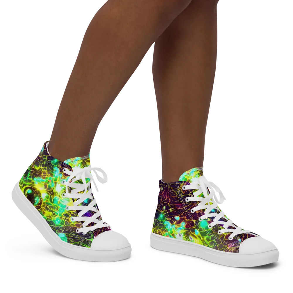 Glow Reef on Women's High Top Canvas Shoes — Right