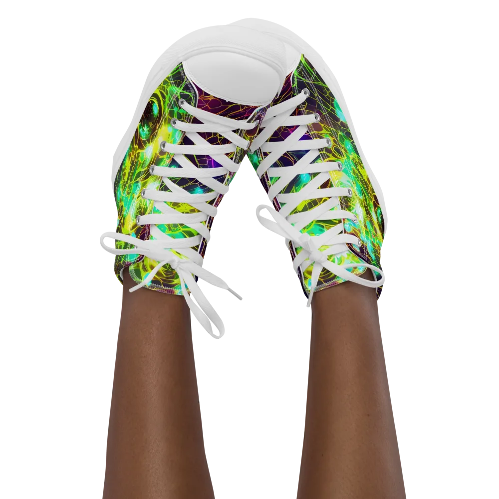 Glow Reef on Women's High Top Canvas Shoes — Front