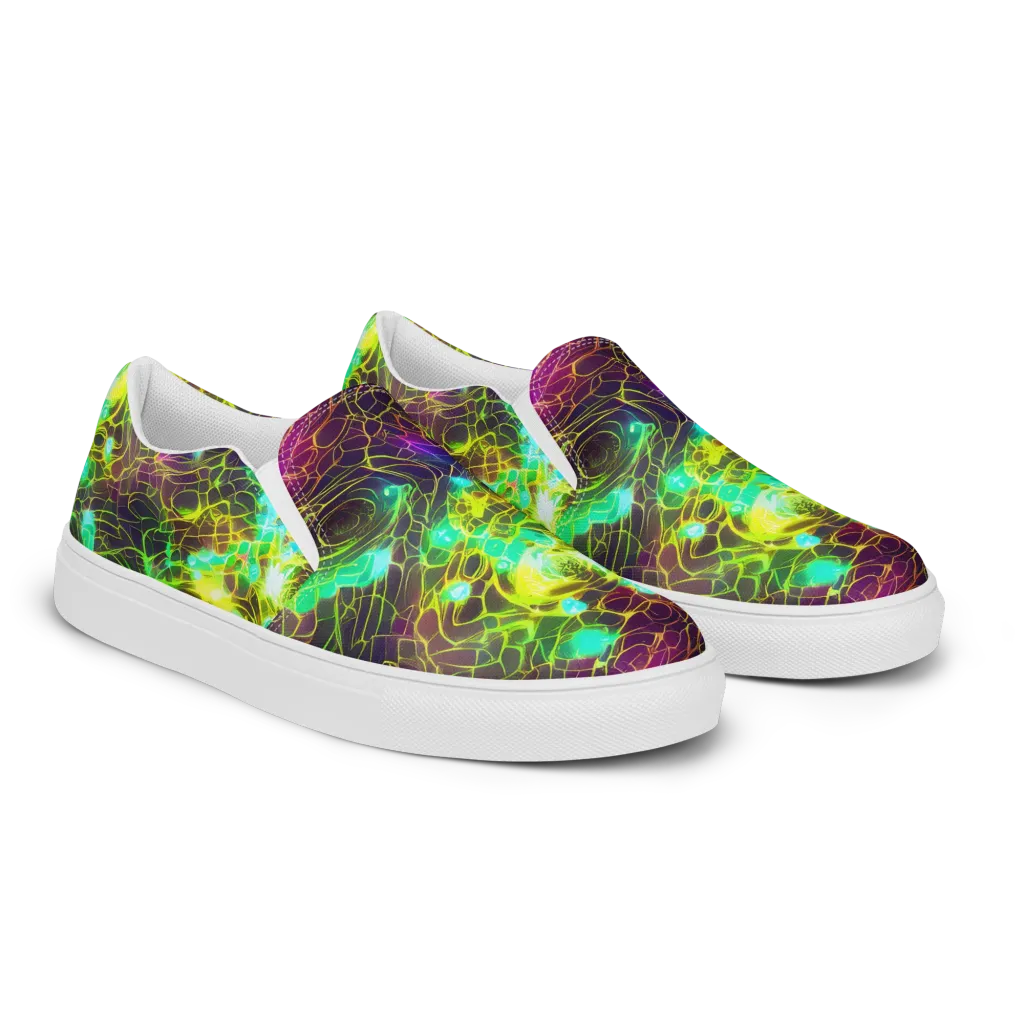 Glow Reef on Men's Slip-On Canvas Shoes — Right Front