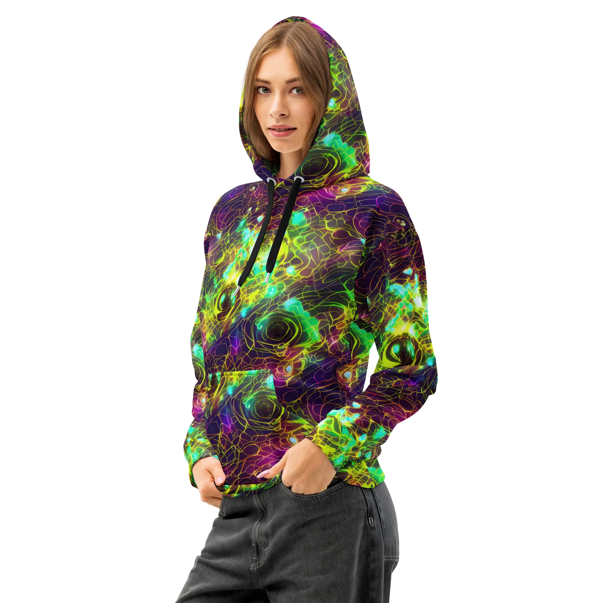 Glow Reef on Cotton Hoodie — Left Front