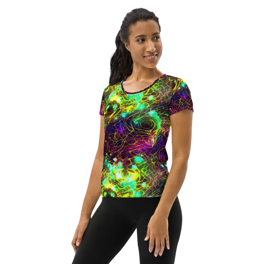 Glow Reef on Women's Athletic T-Shirt — Left