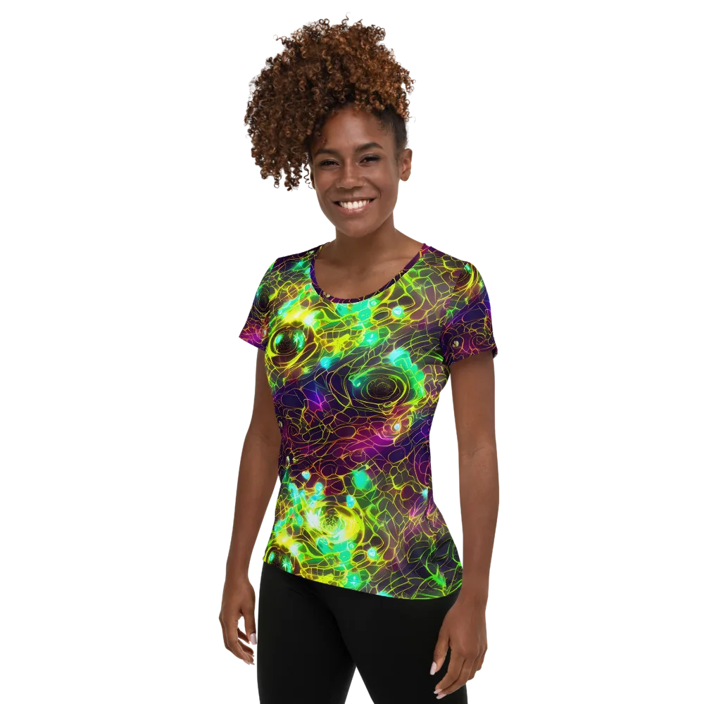 Glow Reef on Women's Athletic T-Shirt — Left