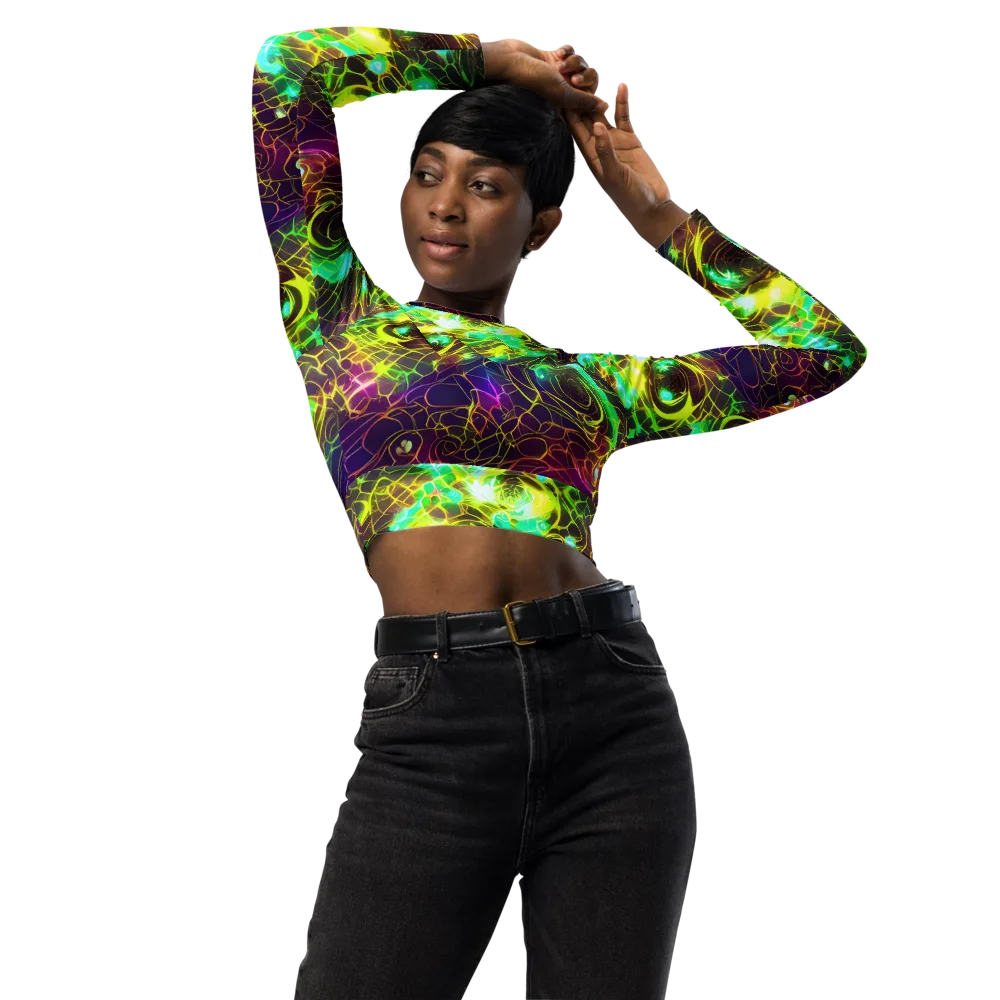 Glow Reef on Long Sleeve Crop Top — Front
