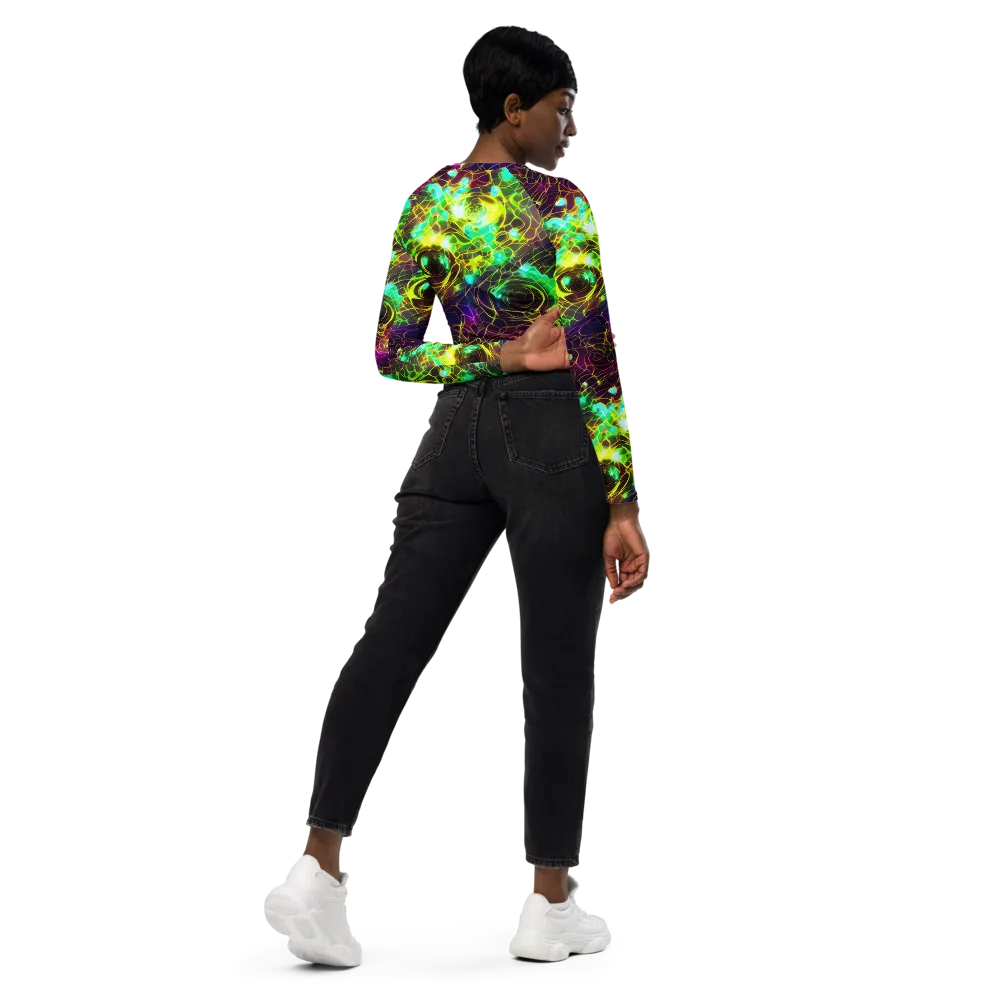 Glow Reef on Long Sleeve Crop Top — Right Back